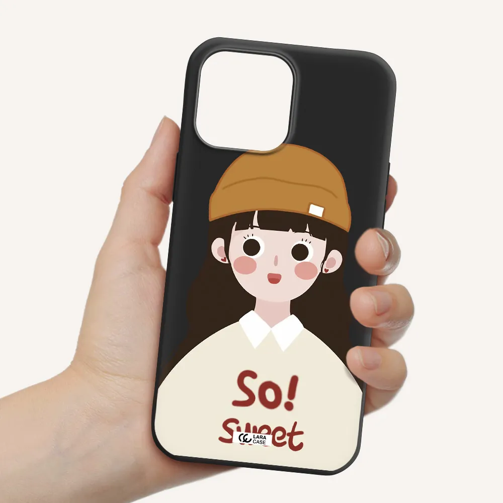 a cartoon of a girl with brown hair Apple iPhone 13 Pro Silicone black Case