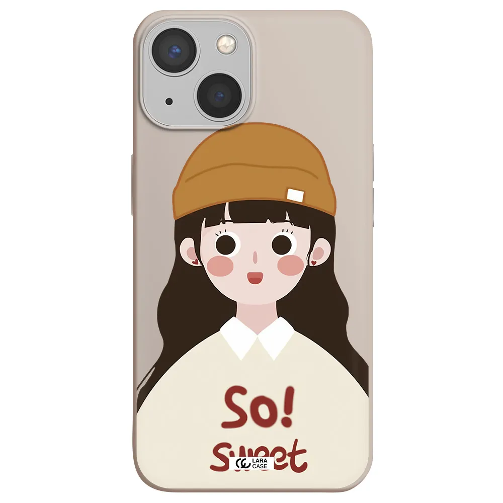 a cartoon of a girl with brown hair Apple iPhone 13 Silicone Stone Case