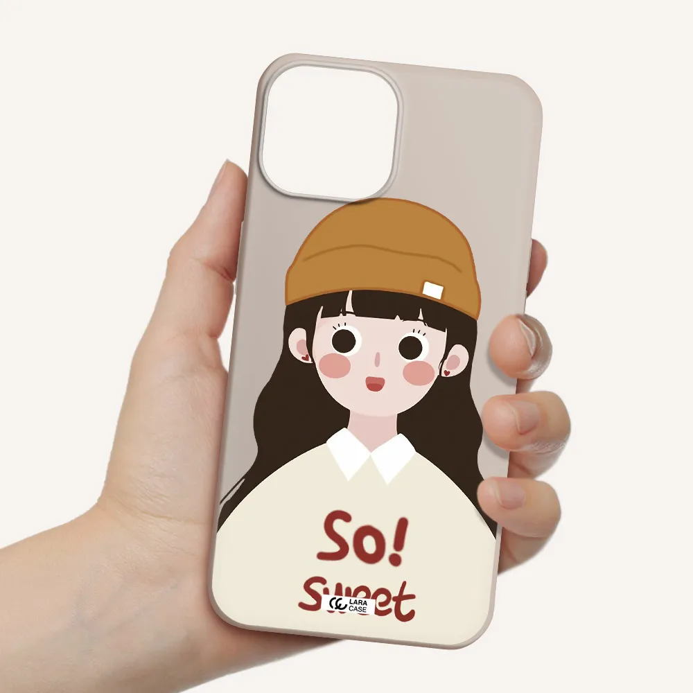 a cartoon of a girl with brown hair Apple iPhone 13 Silicone Stone Case