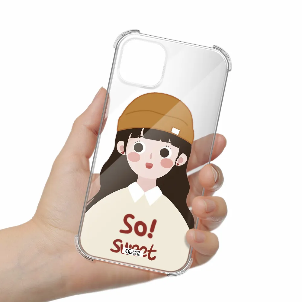 a cartoon of a girl with brown hair Apple iPhone 14 Clear PC Case