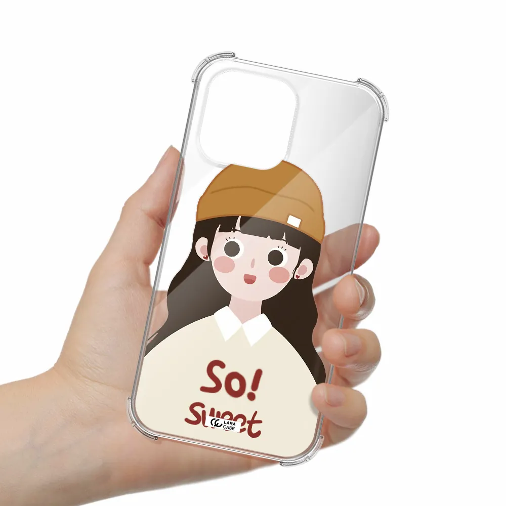 a cartoon of a girl with brown hair Apple iPhone 14 pro Clear PC Case