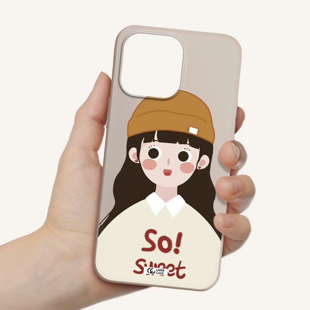 a cartoon of a girl with brown hair Apple iPhone 14 pro max Silicone Stone Case
