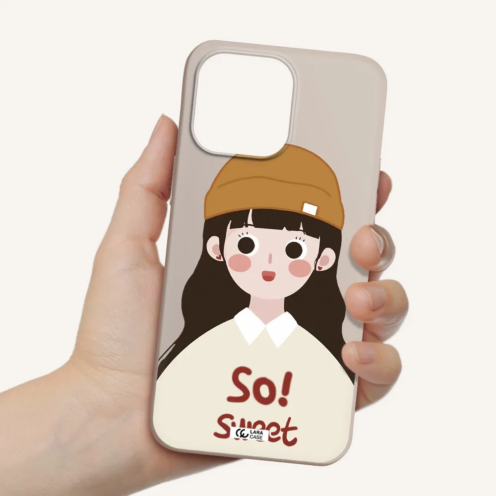 a cartoon of a girl with brown hair Apple iPhone 14 pro Silicone Stone Case