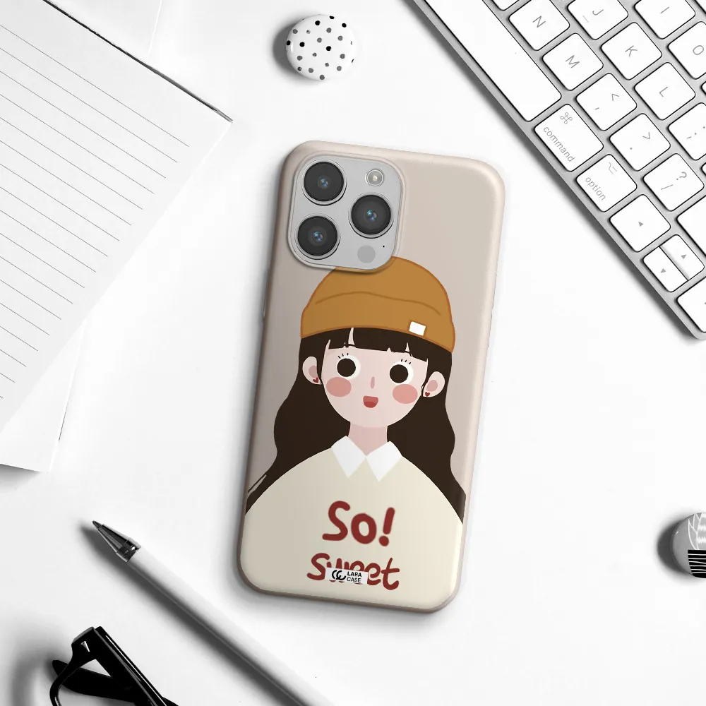 a cartoon of a girl with brown hair Apple iPhone 14 pro Silicone Stone Case
