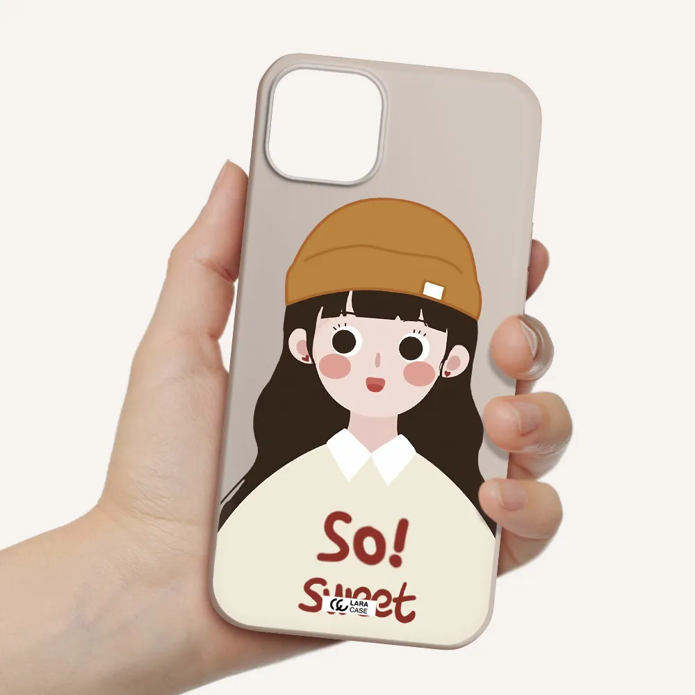 a cartoon of a girl with brown hair Apple iPhone 14 Silicone Stone Case
