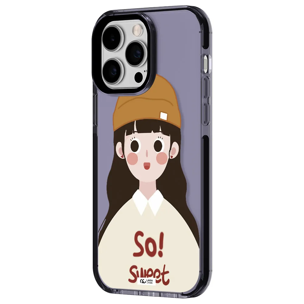 a cartoon of a girl with brown hair Apple iPhone 15 Pro impact Lilac Case