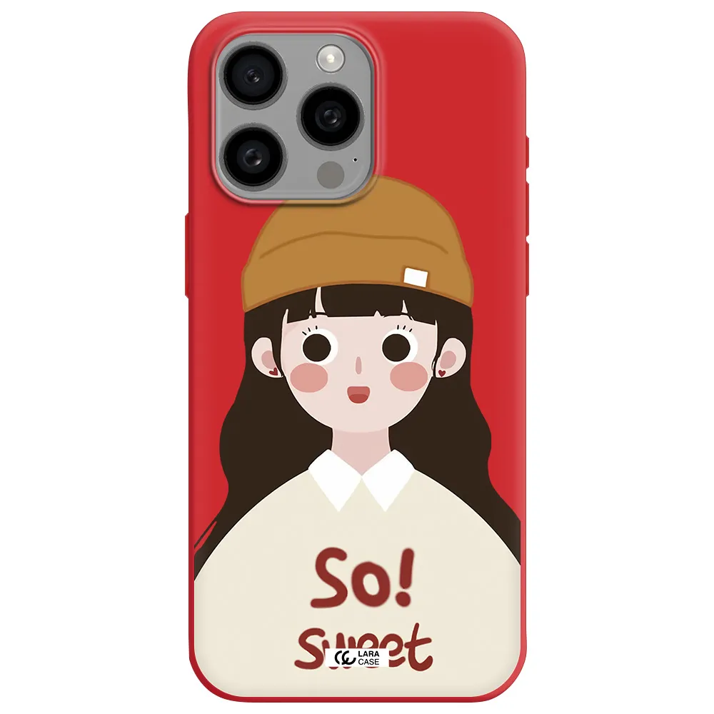 A Cartoon Of A Girl With Brown Hair Apple Iphone 15 Pro Max Silicone Imperial Red Case