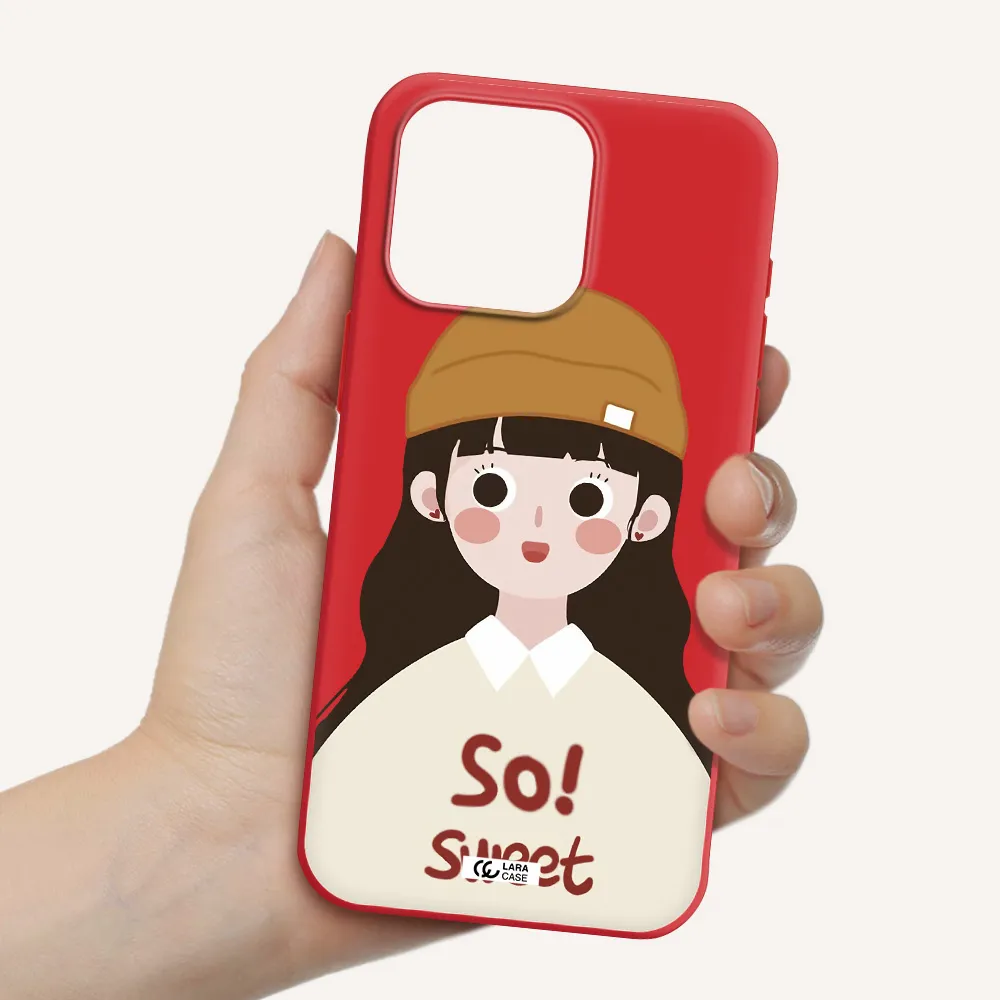 A Cartoon Of A Girl With Brown Hair Apple Iphone 15 Pro Max Silicone Imperial Red Case