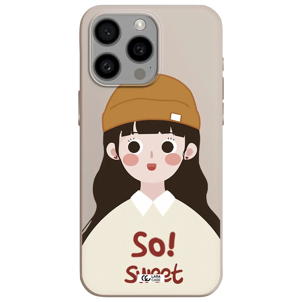 a cartoon of a girl with brown hair Apple Iphone 15 Pro max Silicone Stone Case