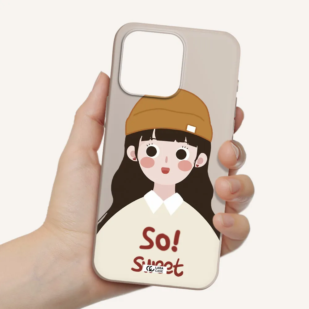 a cartoon of a girl with brown hair Apple Iphone 15 Pro max Silicone Stone Case