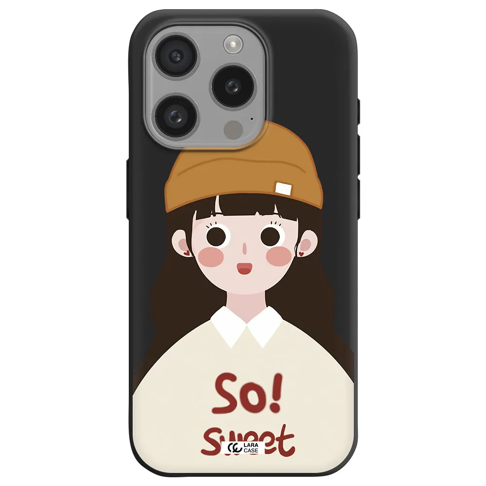 A Cartoon Of A Girl With Brown Hair Apple Iphone 15 Pro Silicone Black Case