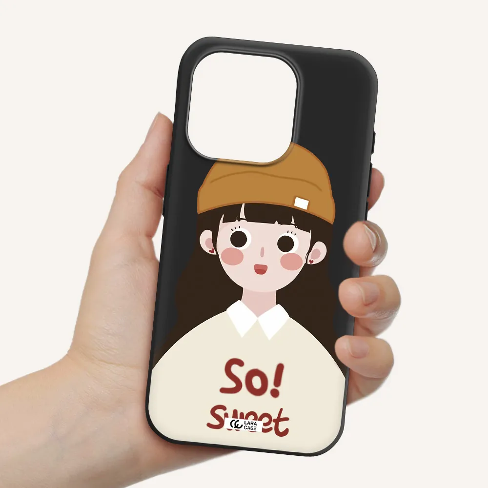 A Cartoon Of A Girl With Brown Hair Apple Iphone 15 Pro Silicone Black Case