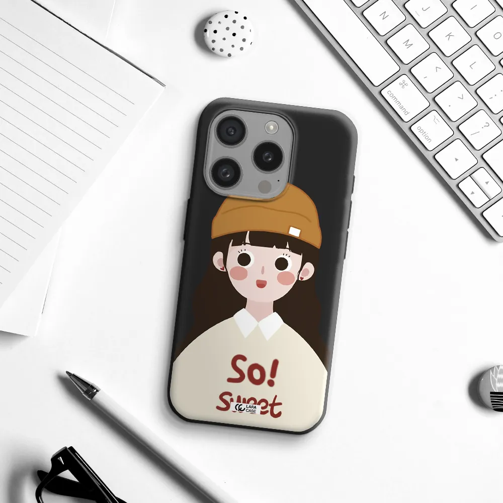 A Cartoon Of A Girl With Brown Hair Apple Iphone 15 Pro Silicone Black Case