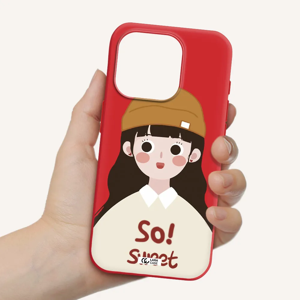 A Cartoon Of A Girl With Brown Hair Apple Iphone 15 Pro Silicone Imperial Red Case