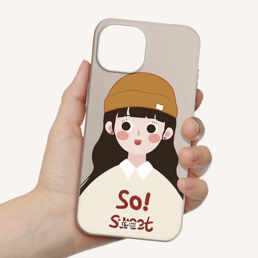 a cartoon of a girl with brown hair Apple iPhone 15 Silicone Stone Case