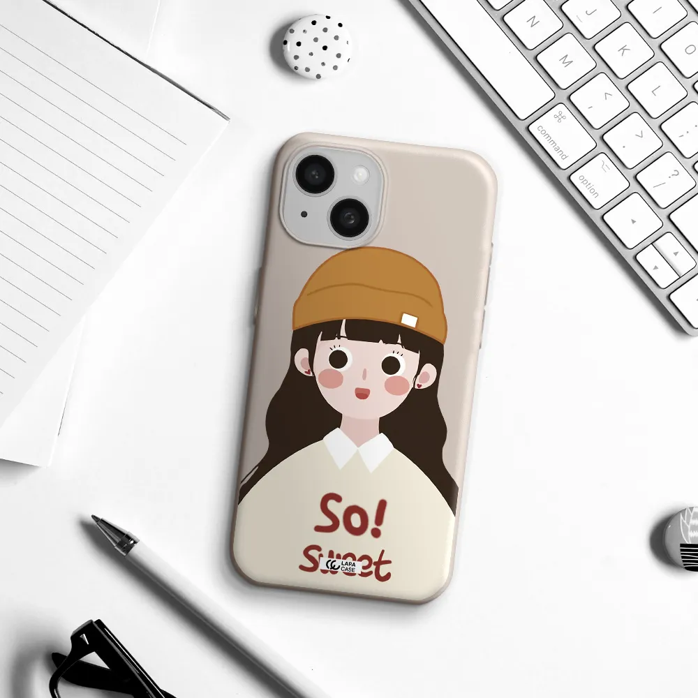 a cartoon of a girl with brown hair Apple iPhone 15 Silicone Stone Case