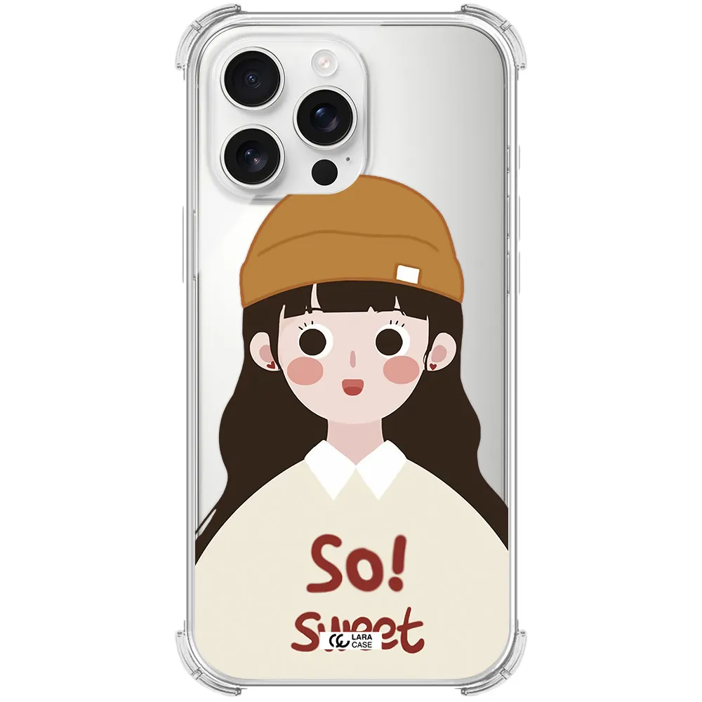 A Cartoon Of A Girl With Brown Hair Apple Iphone 16 Pro Max Clear Pc Case