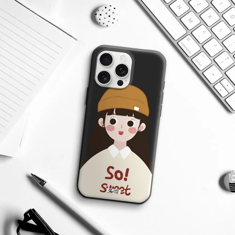 A Cartoon Of A Girl With Brown Hair Apple Iphone 16 Pro Max Silicone Black Case