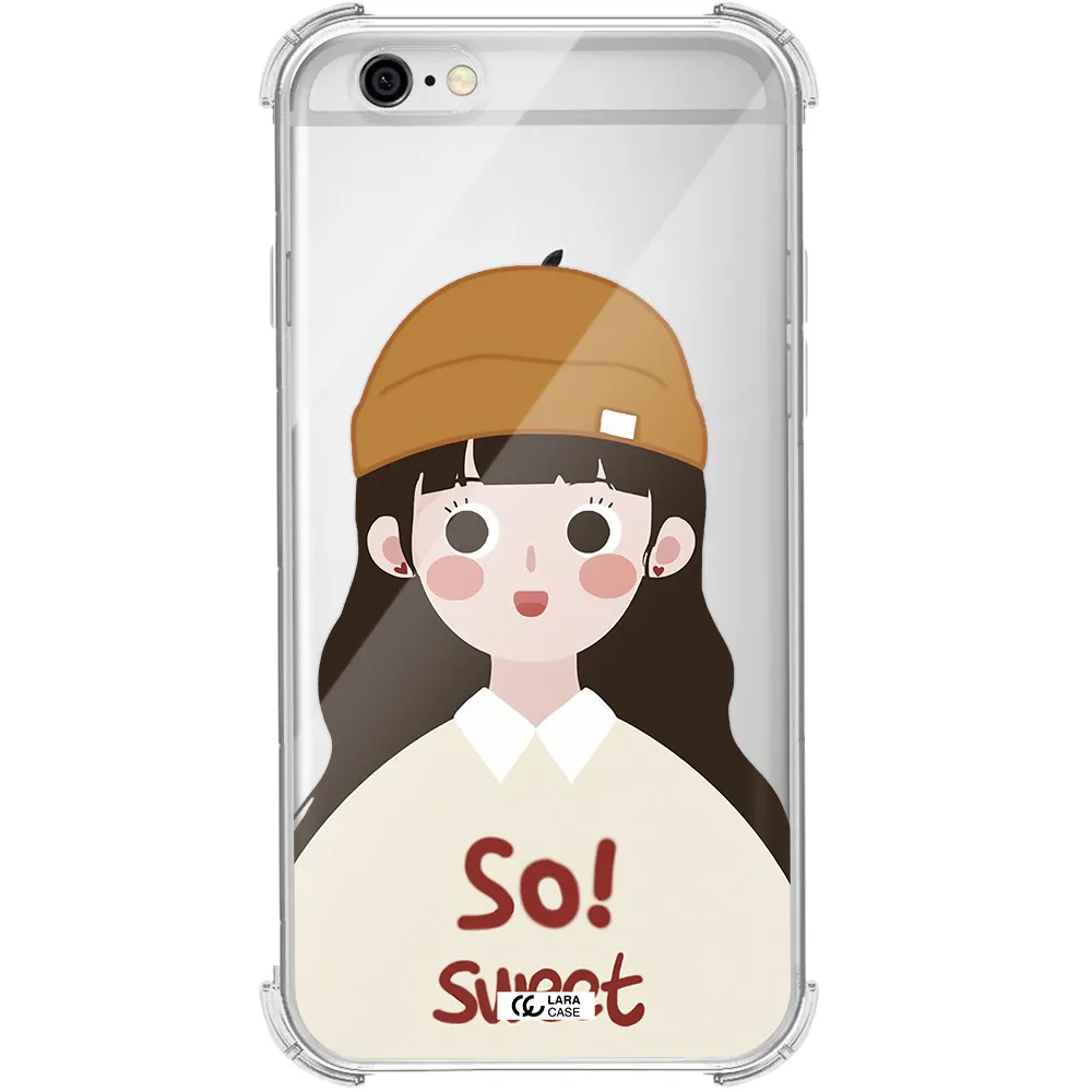 a cartoon of a girl with brown hair Apple iPhone 6 Clear PC Case