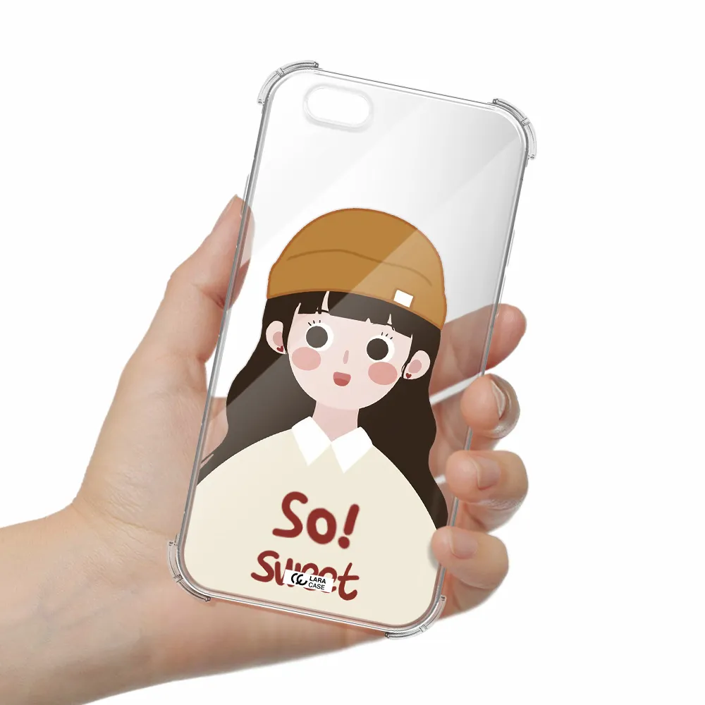 a cartoon of a girl with brown hair Apple iPhone 6 Clear PC Case
