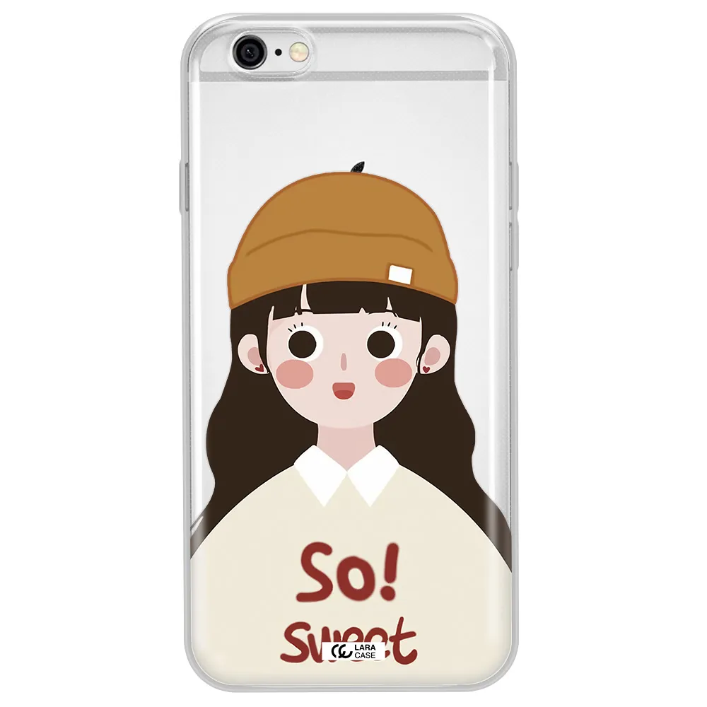 a cartoon of a girl with brown hair Apple iPhone 6 Clear TPU Case
