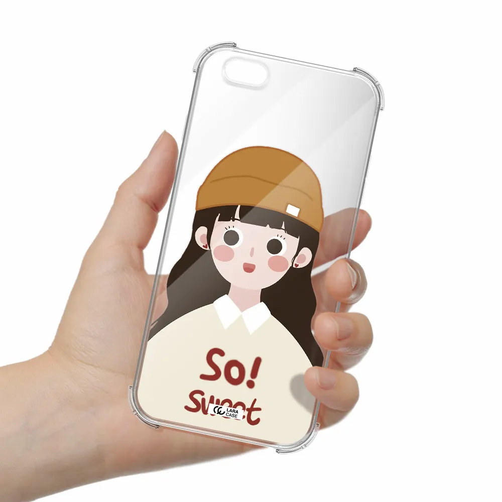 a cartoon of a girl with brown hair Apple iPhone 6 plus Clear PC Case