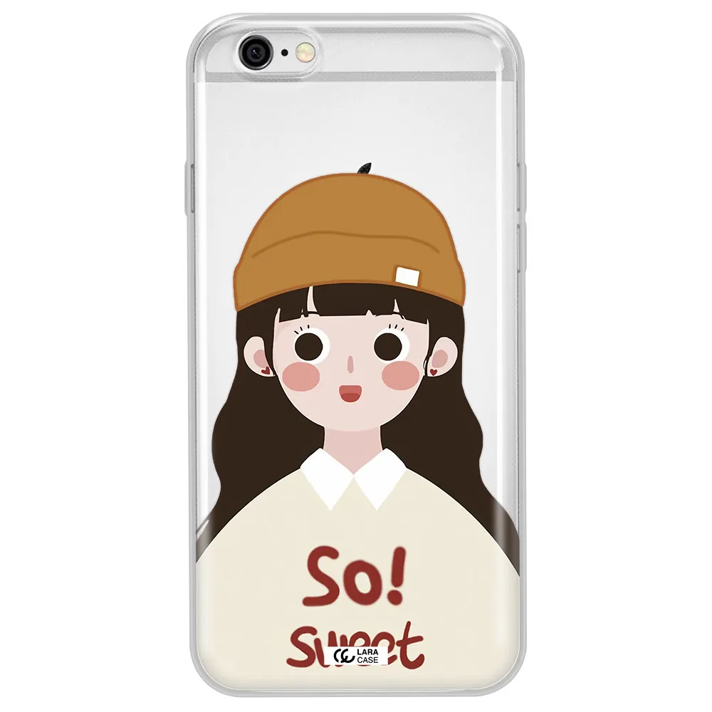 a cartoon of a girl with brown hair Apple iPhone 6 plus Clear TPU Case
