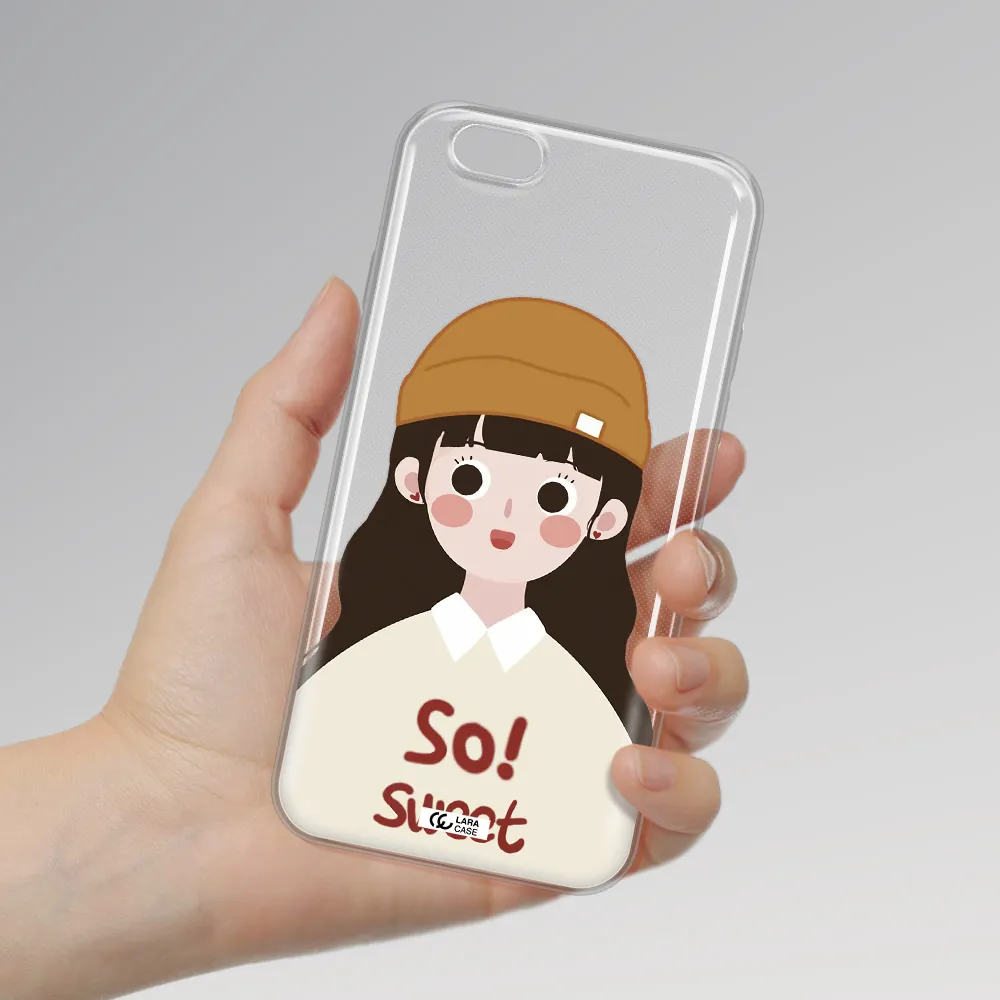 a cartoon of a girl with brown hair Apple iPhone 6 plus Clear TPU Case