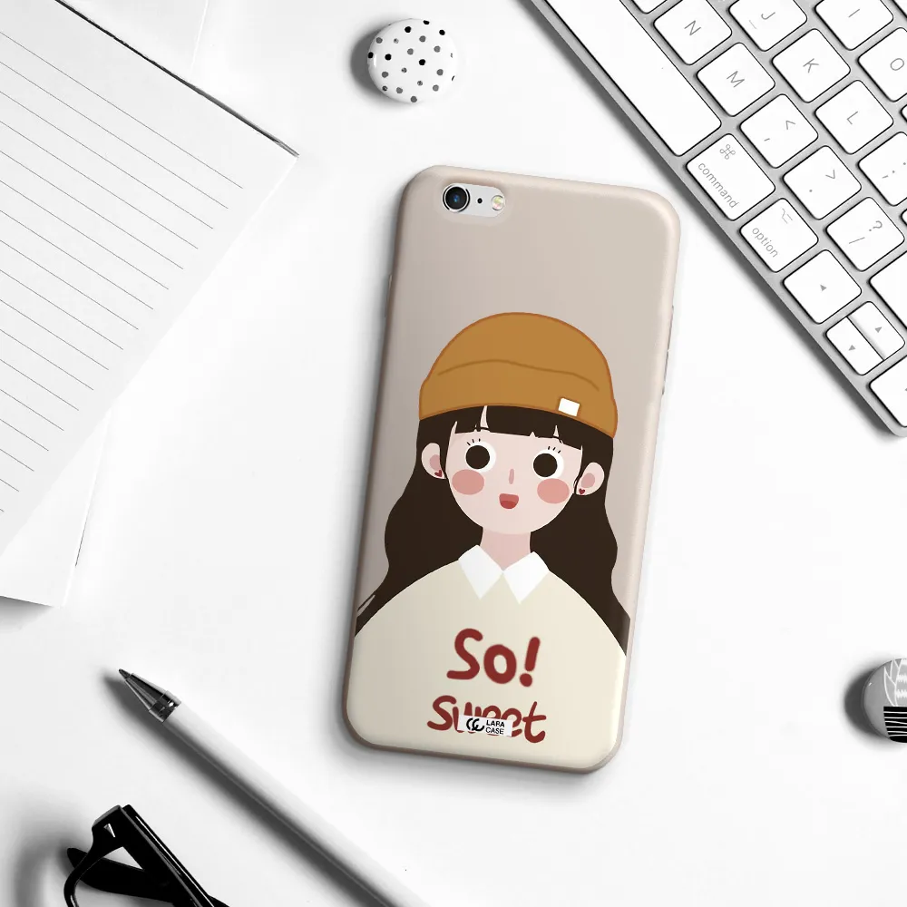 a cartoon of a girl with brown hair Apple iPhone 6 plus Silicone Stone Case