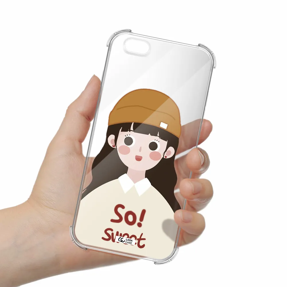 a cartoon of a girl with brown hair Apple iPhone 6 s plus Clear PC Case