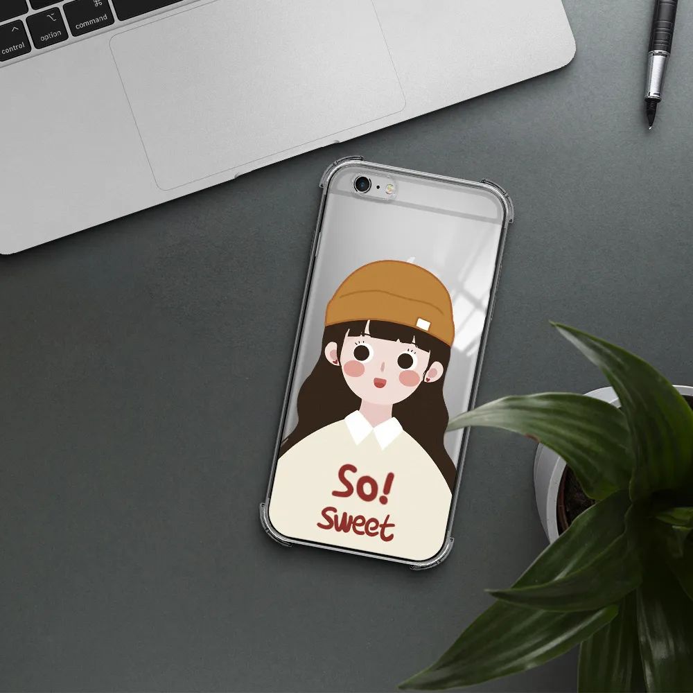 a cartoon of a girl with brown hair Apple iPhone 6 s plus Clear PC Case
