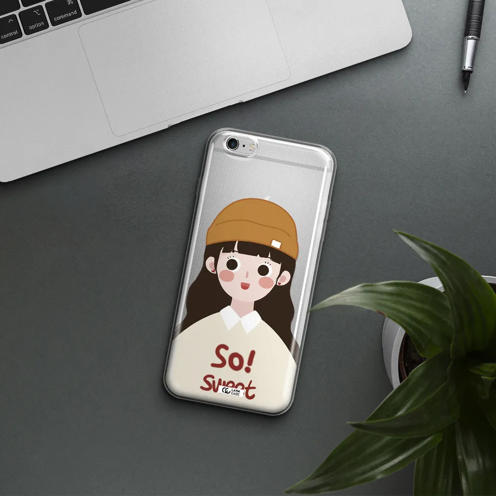 a cartoon of a girl with brown hair Apple iPhone 6 s plus Clear TPU Case