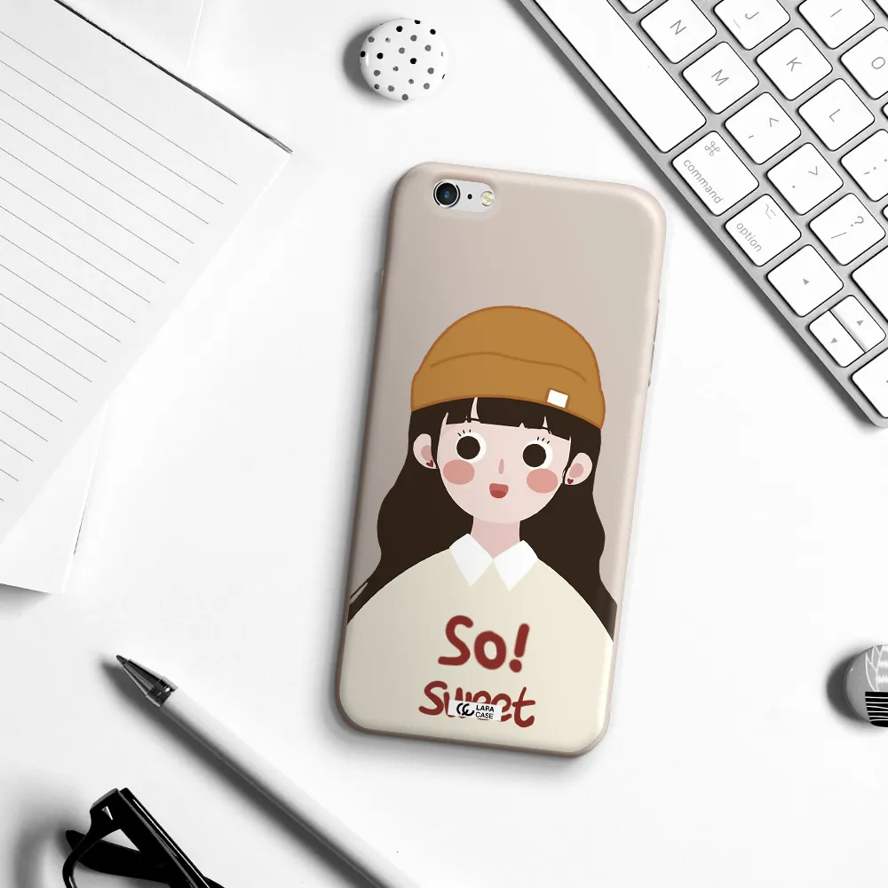 a cartoon of a girl with brown hair Apple iPhone 6 s plus Silicone Stone Case