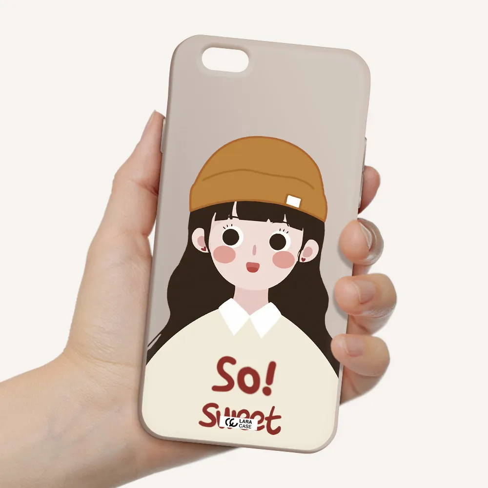 a cartoon of a girl with brown hair Apple iPhone 6 Silicone Stone Case