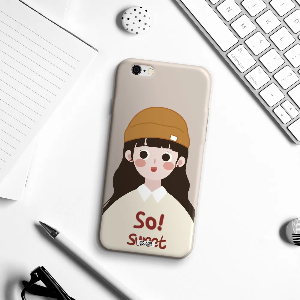 a cartoon of a girl with brown hair Apple iPhone 6 Silicone Stone Case