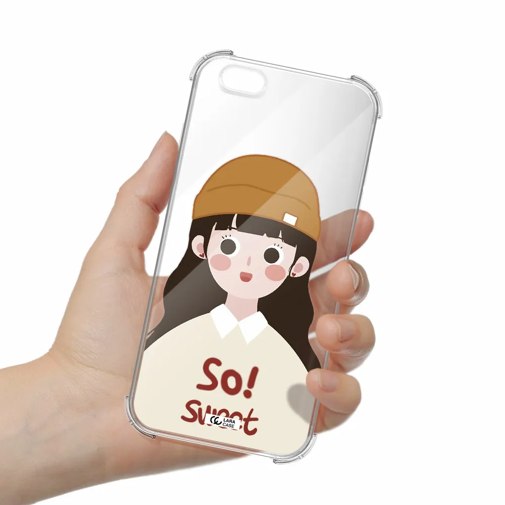 a cartoon of a girl with brown hair Apple iPhone 6S Clear PC Case