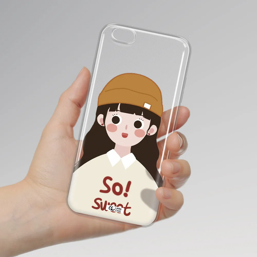 a cartoon of a girl with brown hair Apple iPhone 6S Clear TPU Case
