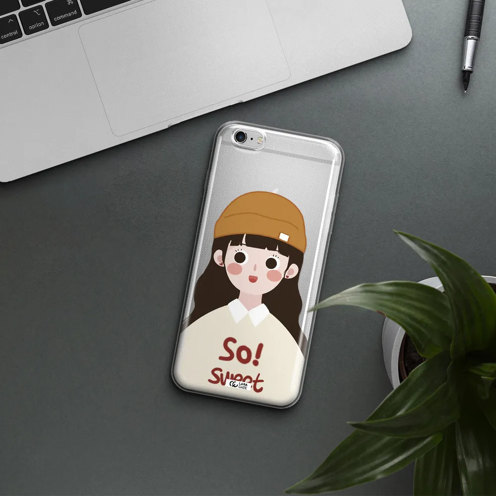 a cartoon of a girl with brown hair Apple iPhone 6S Clear TPU Case