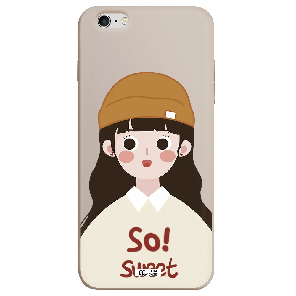 a cartoon of a girl with brown hair Apple iPhone 6S Silicone Stone Case