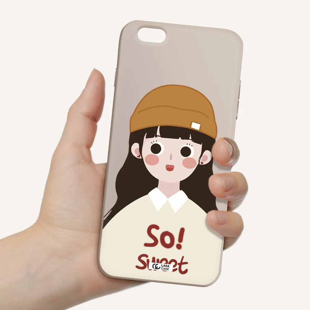 a cartoon of a girl with brown hair Apple iPhone 6S Silicone Stone Case