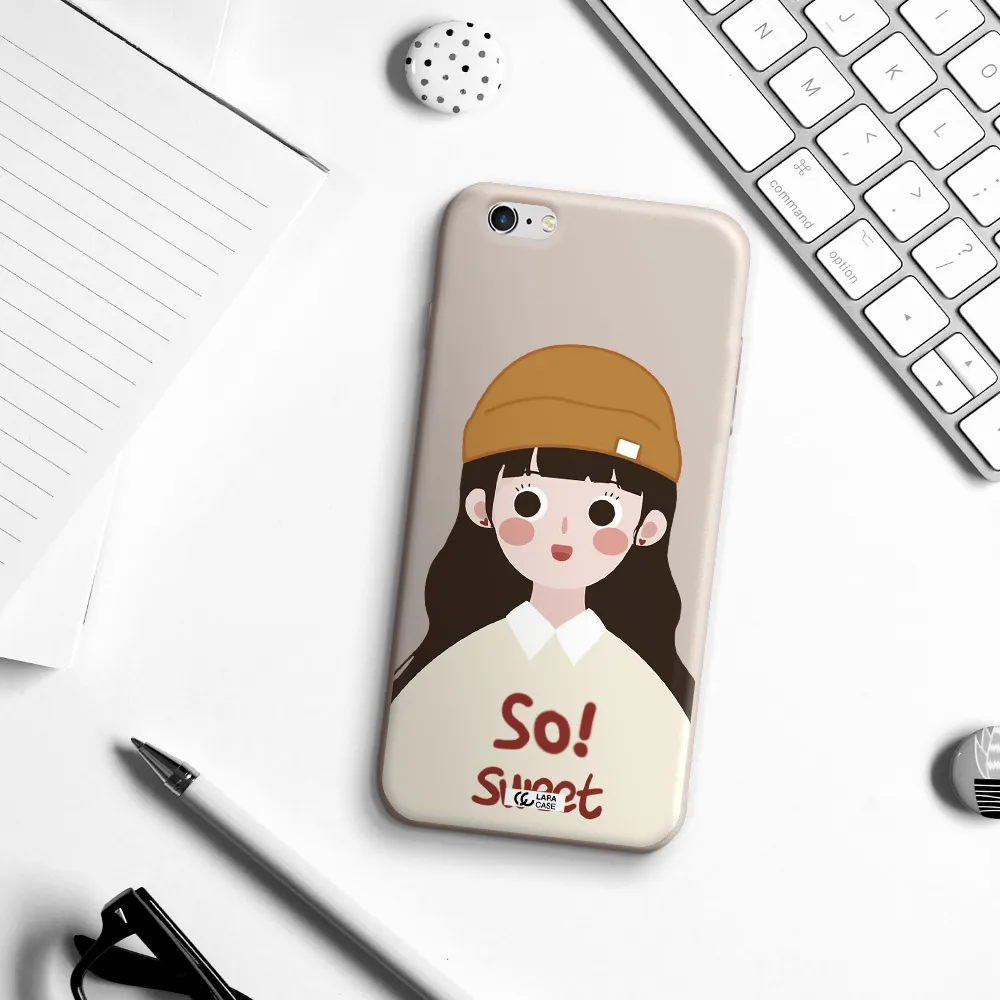 a cartoon of a girl with brown hair Apple iPhone 6S Silicone Stone Case