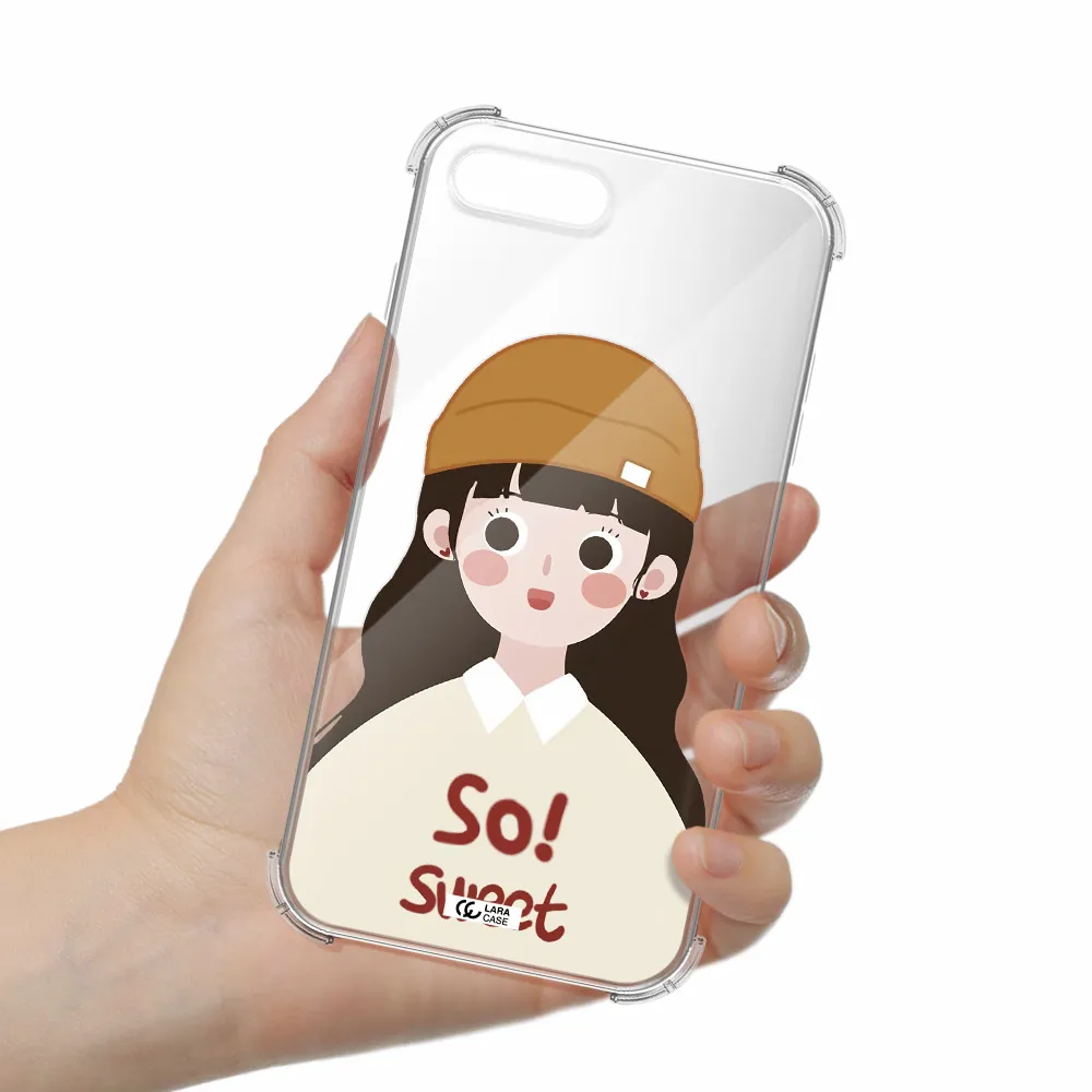 a cartoon of a girl with brown hair Apple iPhone 7 plus Clear PC Case