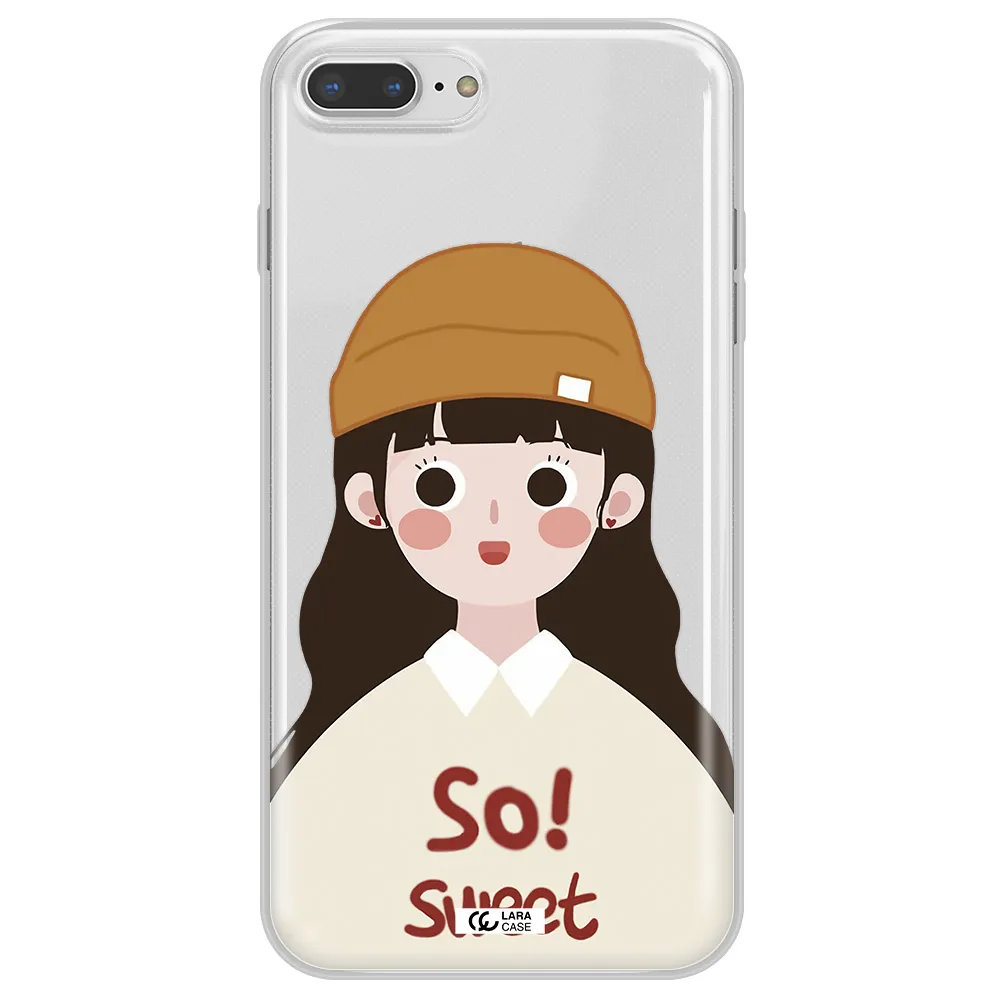 a cartoon of a girl with brown hair Apple iPhone 7 plus Clear TPU Case
