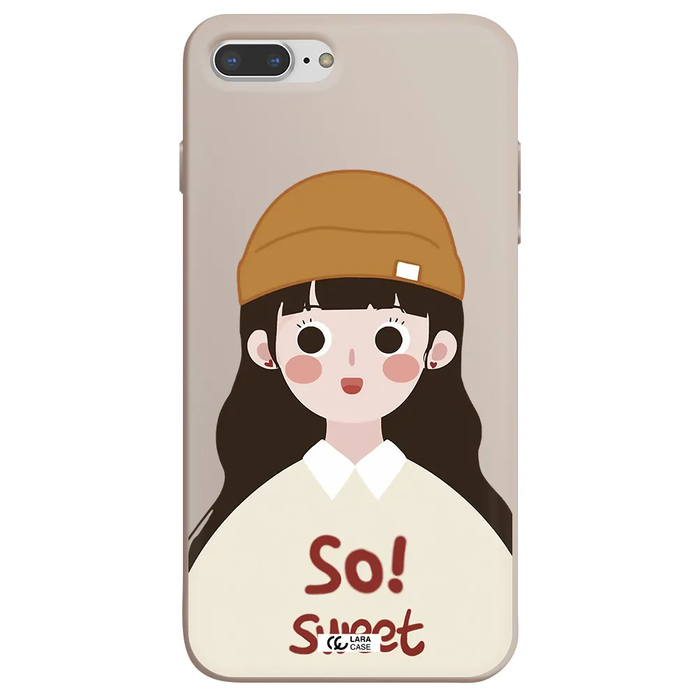a cartoon of a girl with brown hair Apple iPhone 7 plus Silicone Stone Case