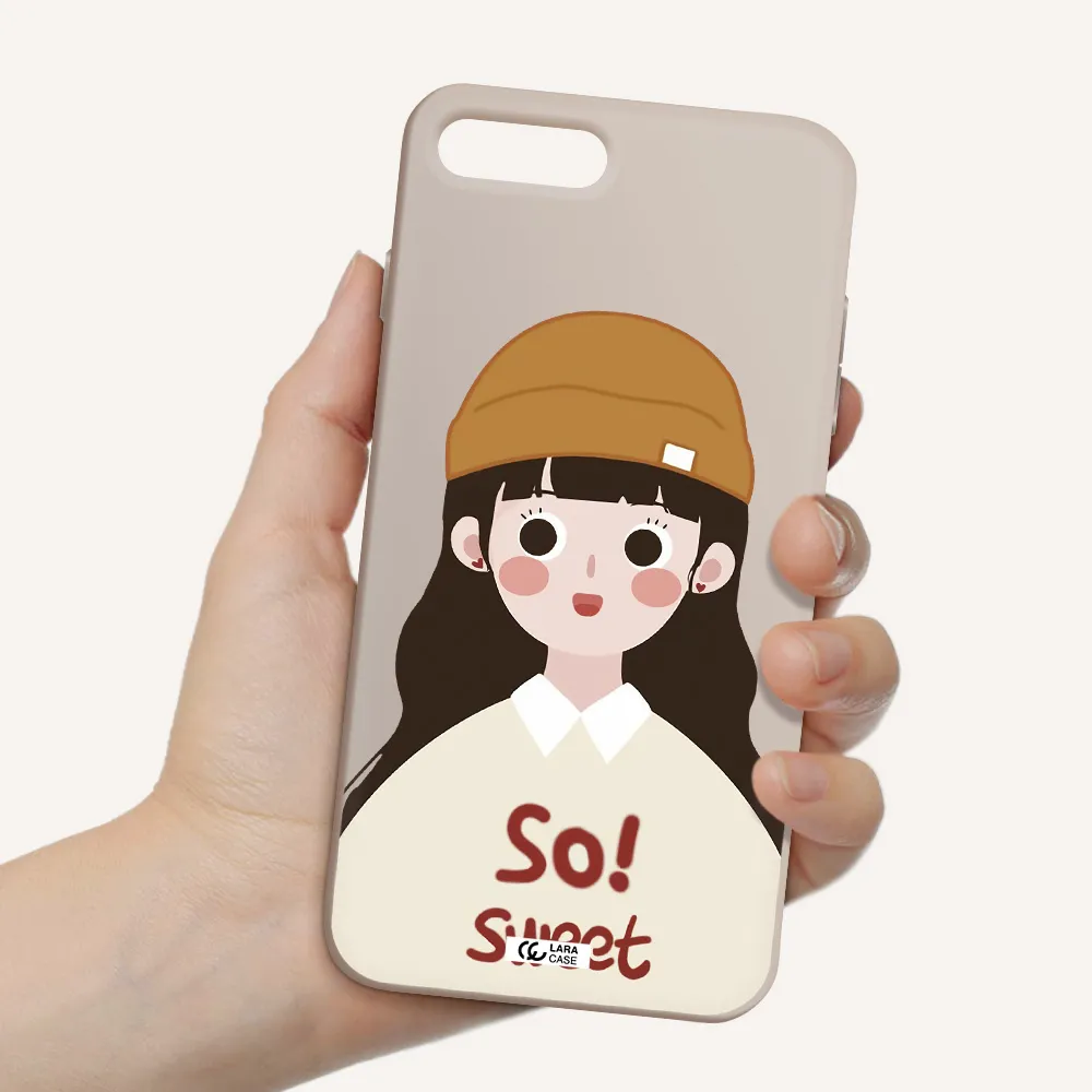 a cartoon of a girl with brown hair Apple iPhone 7 plus Silicone Stone Case