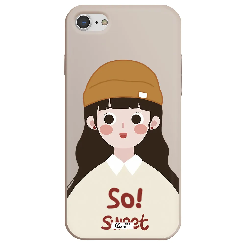 a cartoon of a girl with brown hair Apple iPhone 7 Silicone Stone Case