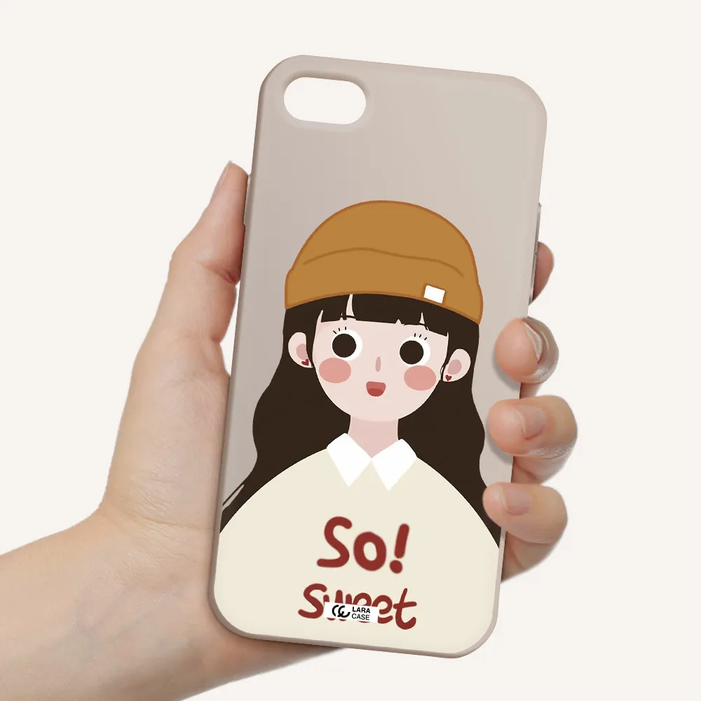 a cartoon of a girl with brown hair Apple iPhone 7 Silicone Stone Case