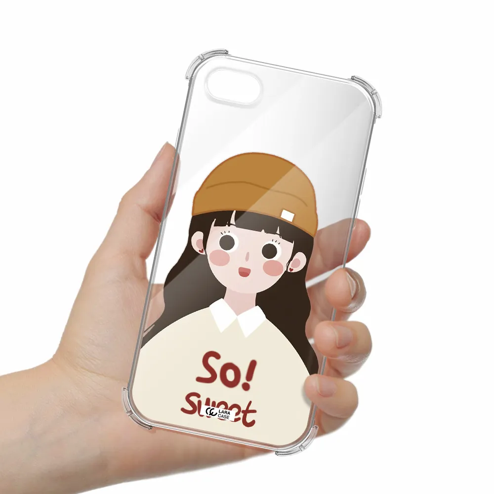 a cartoon of a girl with brown hair Apple iPhone 8 Clear PC Case
