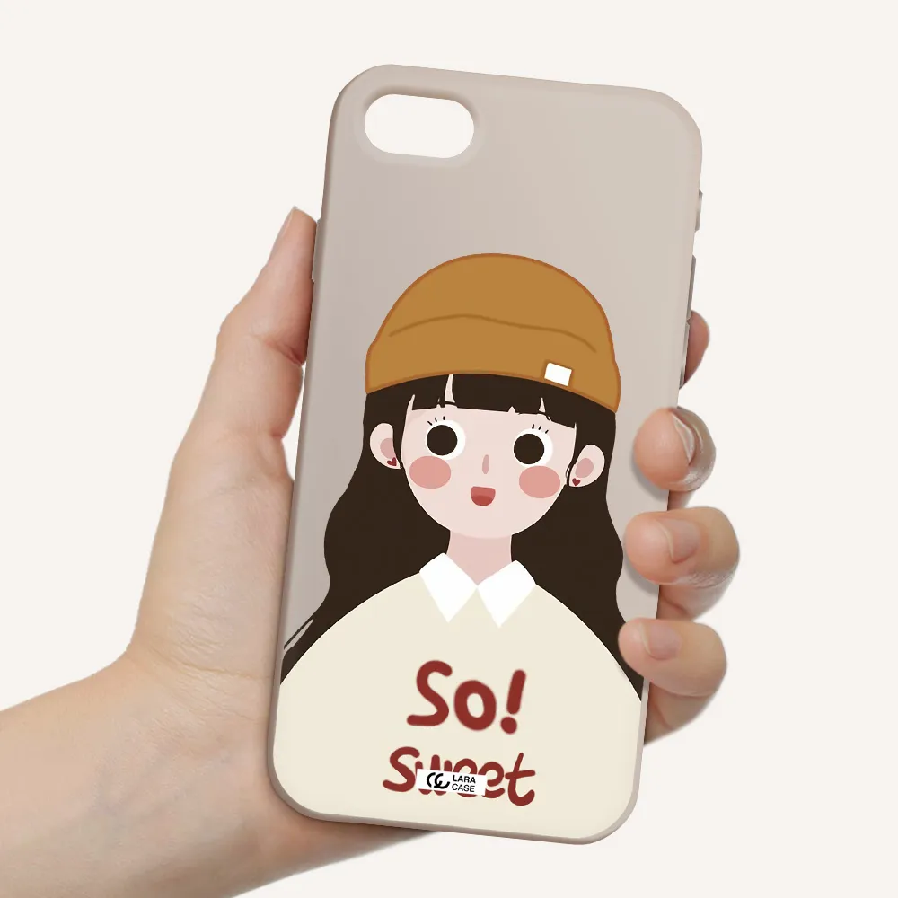 a cartoon of a girl with brown hair Apple iPhone se 2020 Silicone Stone Case