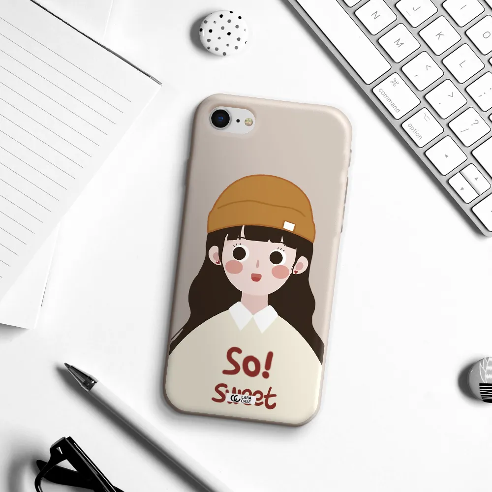 a cartoon of a girl with brown hair Apple iPhone se 2020 Silicone Stone Case